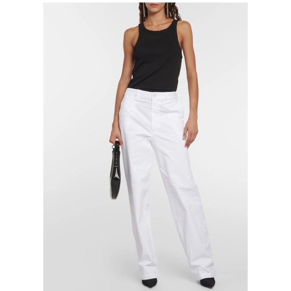 Nili Lotan Eliot Boy Pant White Cotton Straight Leg Chino Trousers Size 10